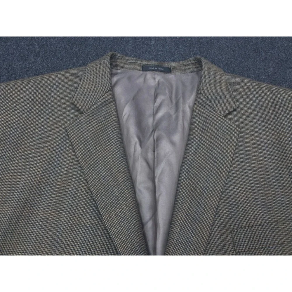 Ralph Lauren Wool Blazer Jacket Mens 56R Olive Brown Micro Check Two Button